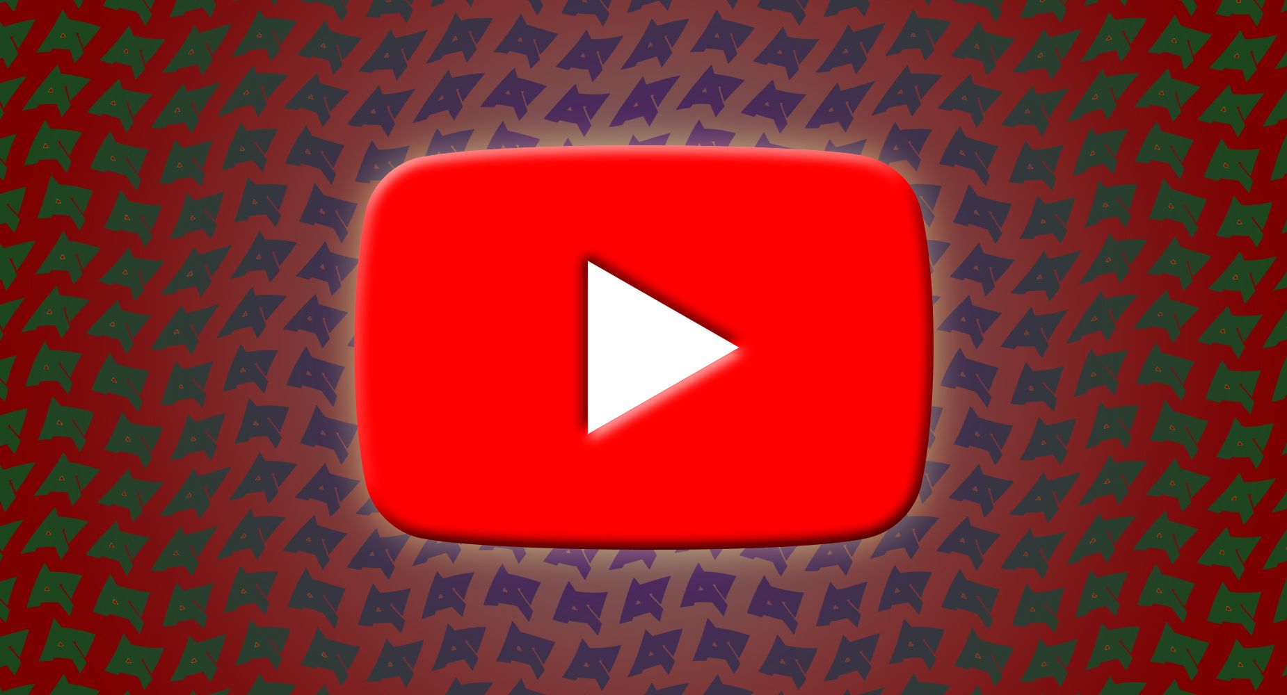 Um grande ícone do YouTube contra um fundo multicolorido de logotipos do Android Police