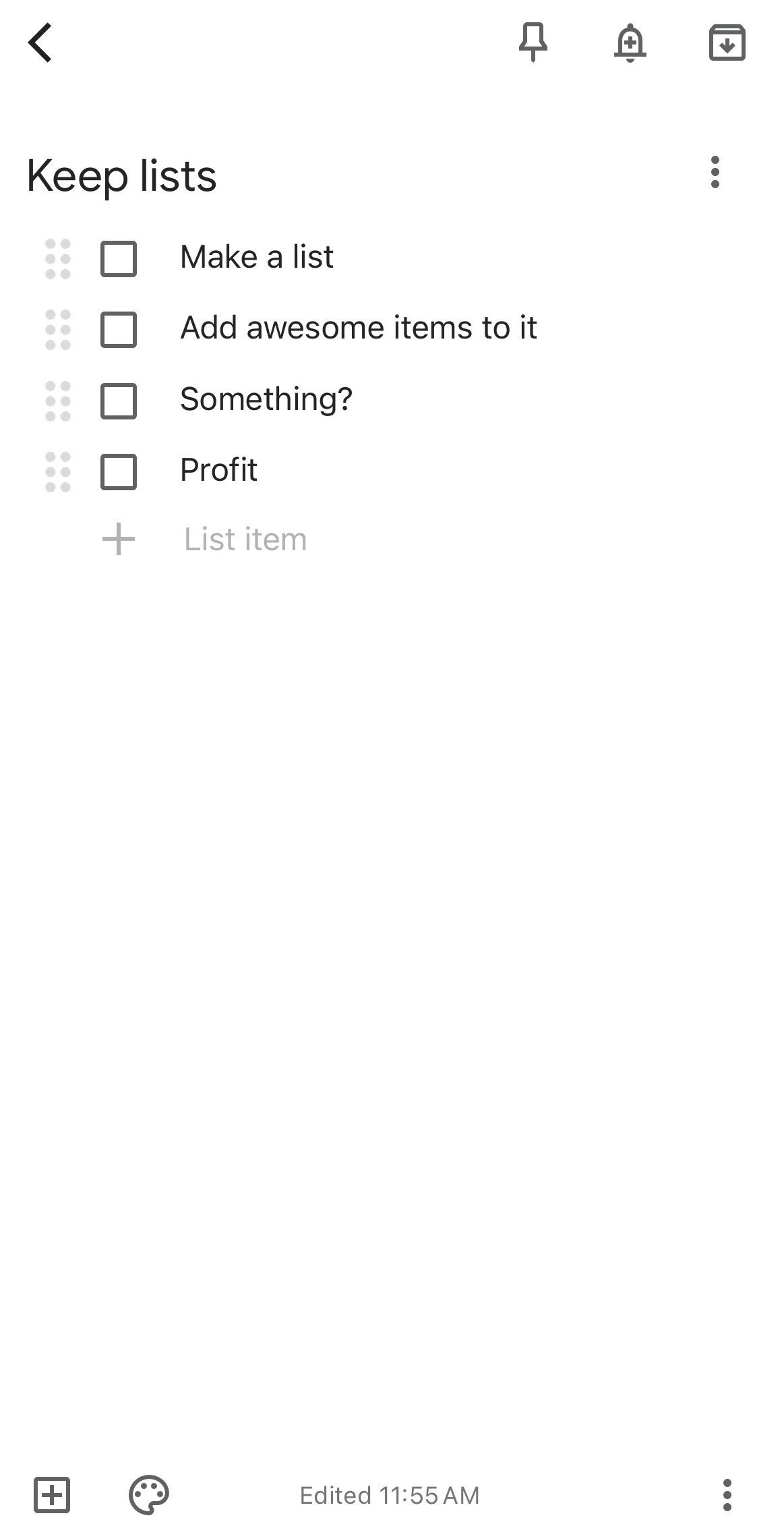 Google Continue mostrando uma lista.
