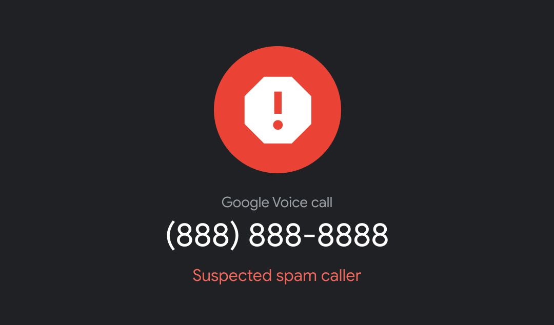 Uma notificação de chamada de spam no Google Voice
