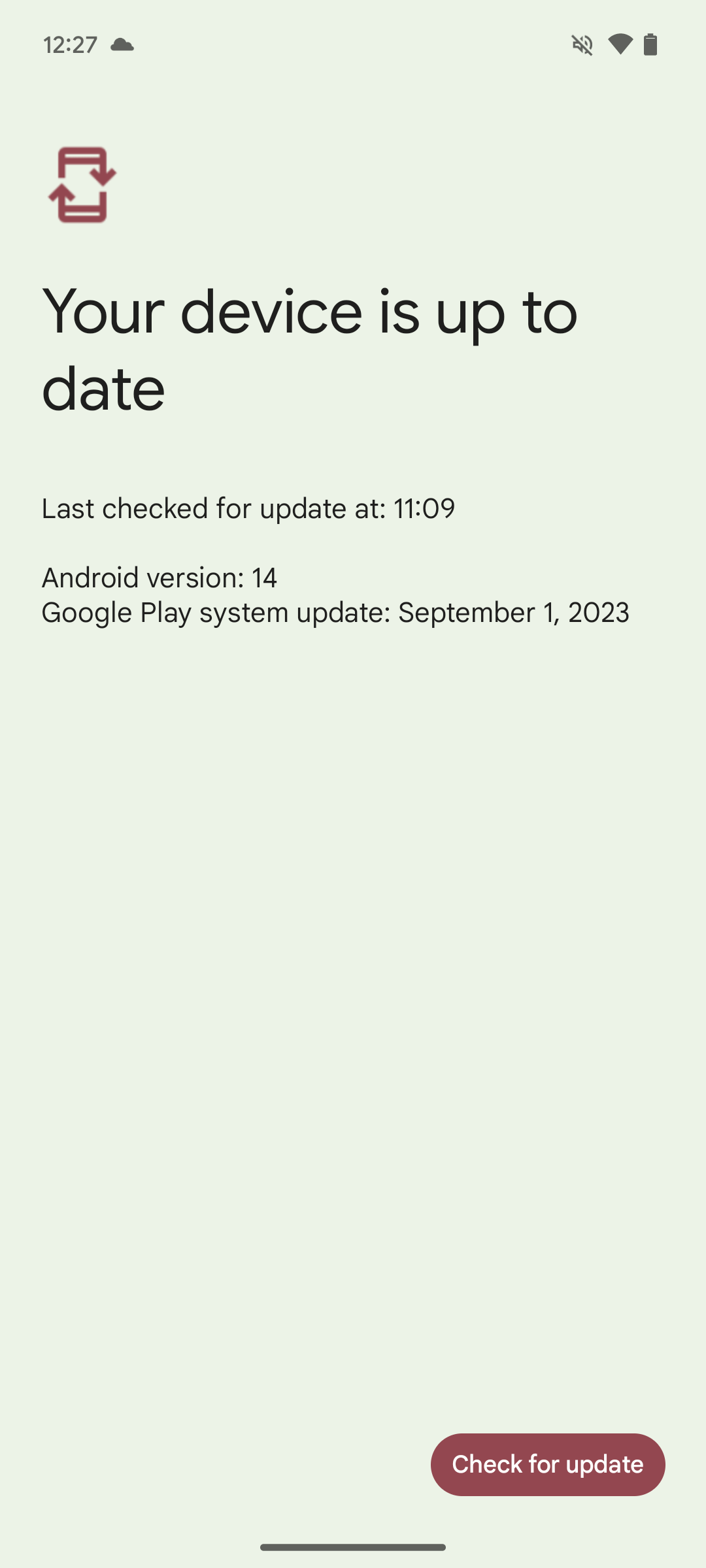 Captura de tela mostrando que as atualizações do sistema Play estão atualizadas no Android 14 QPR1