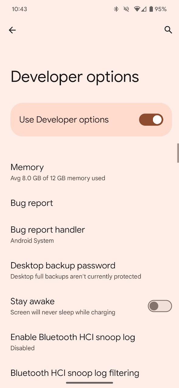 opções de desenvolvedor no Android 14