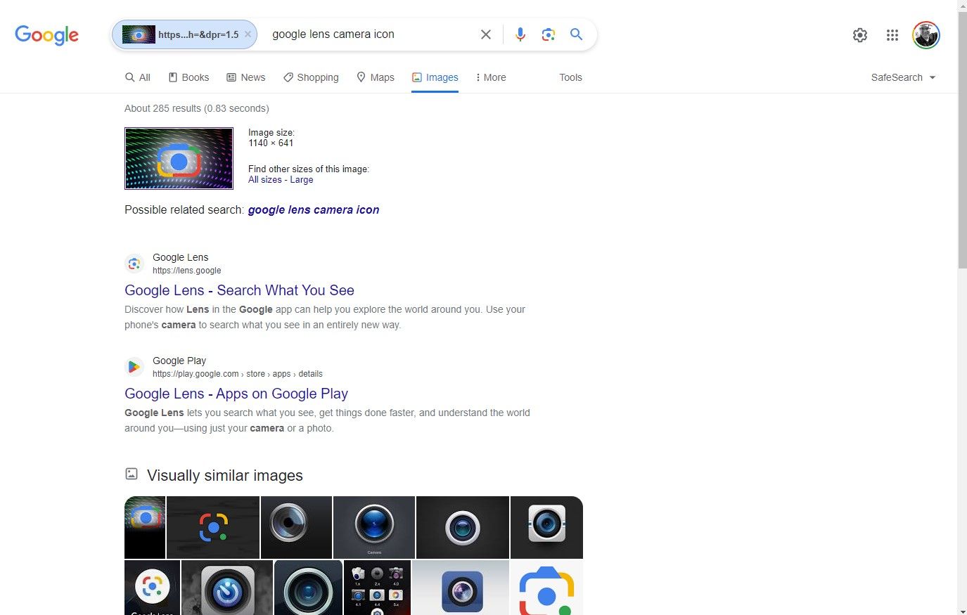 Google Chrome mostrando os resultados clássicos da pesquisa reversa de imagens.