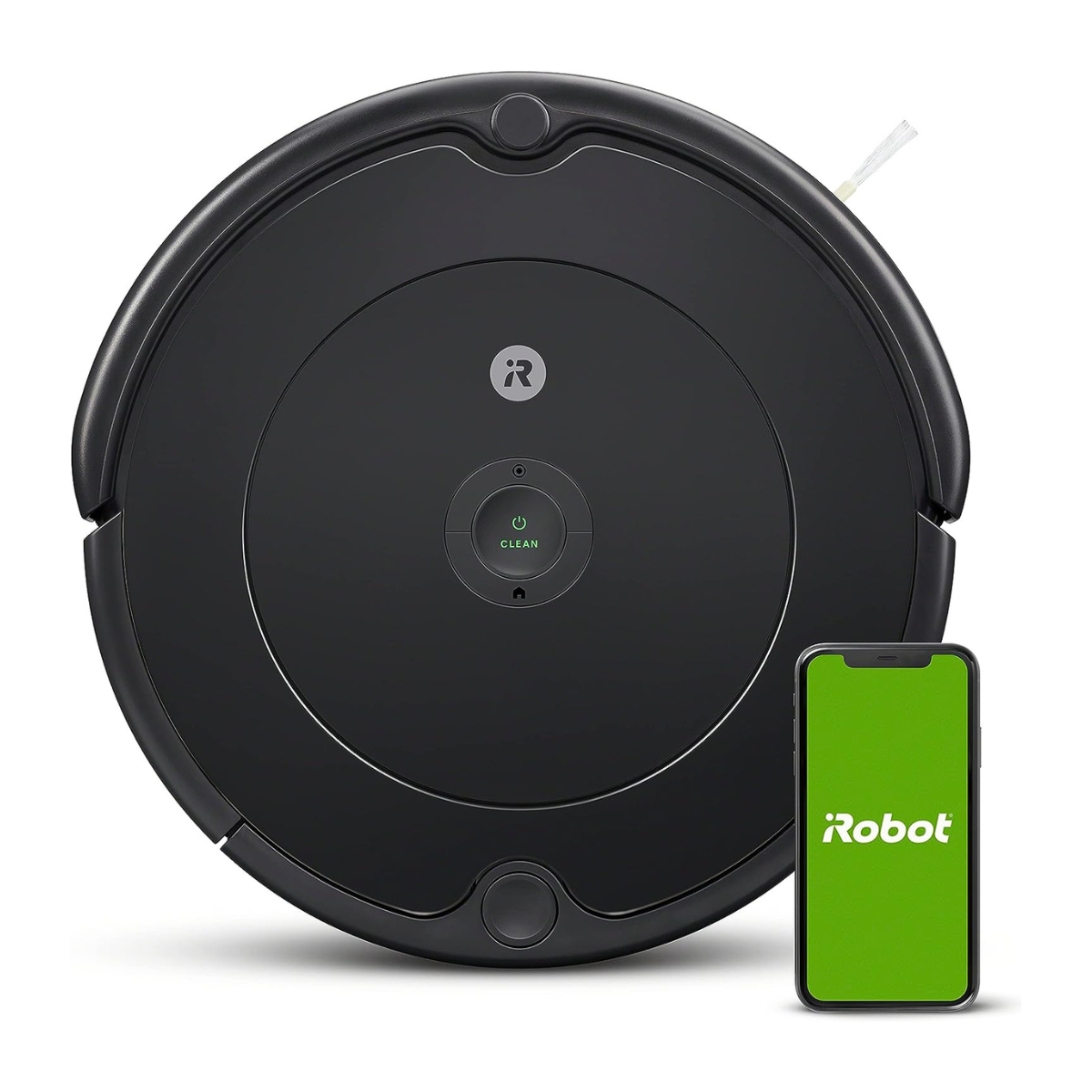 O aspirador robô iRobot Roomba 694 com o telefone próximo a ele