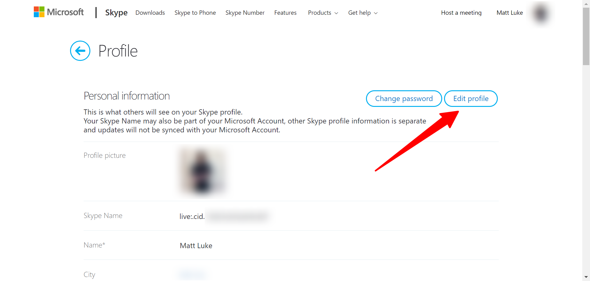 Edite o perfil na conta do Skype através do navegador da web 
