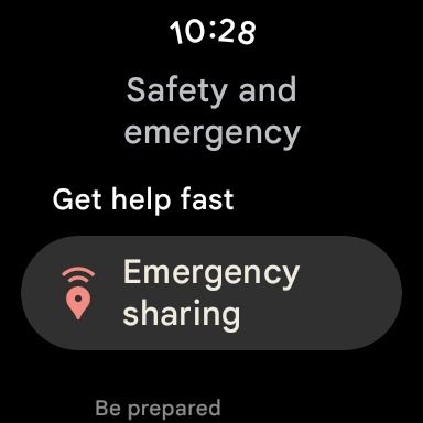 pixel watch tela inicial do aplicativo de segurança pessoal