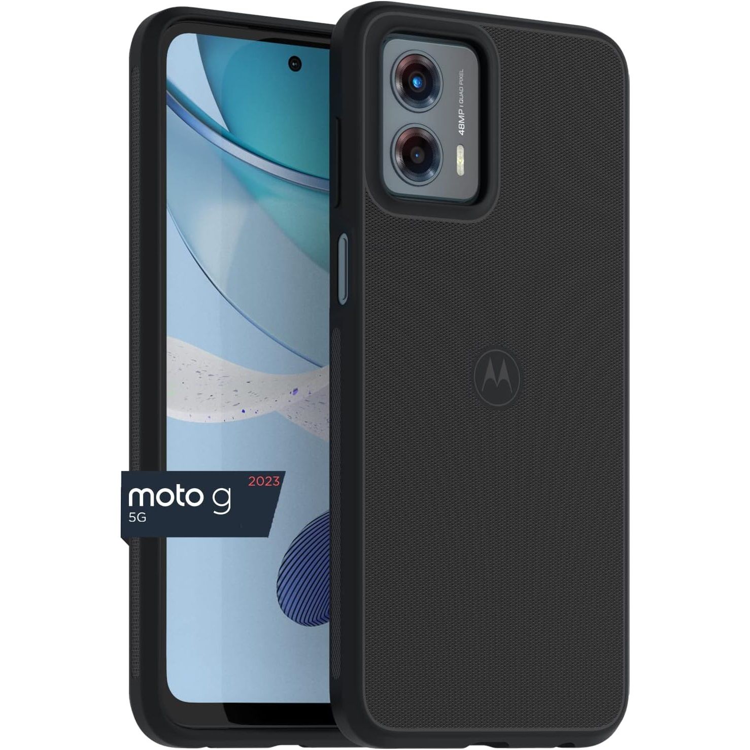 Capa Motorola Moto G 5G (2023) mostrada na parte frontal e traseira do telefone