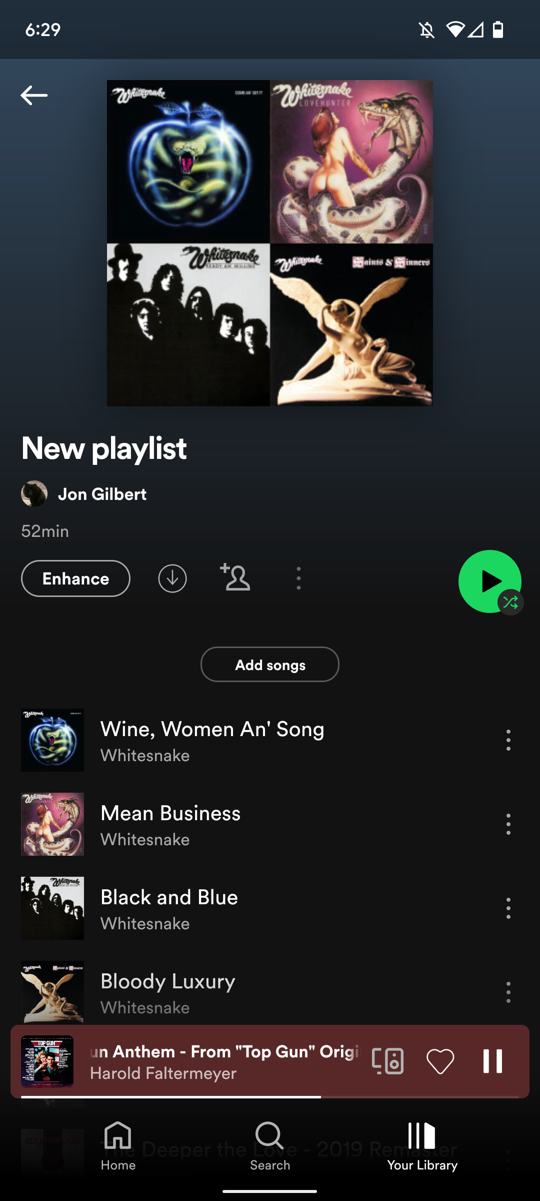 Captura de tela destacando o menu de três pontos da playlist do Spotify