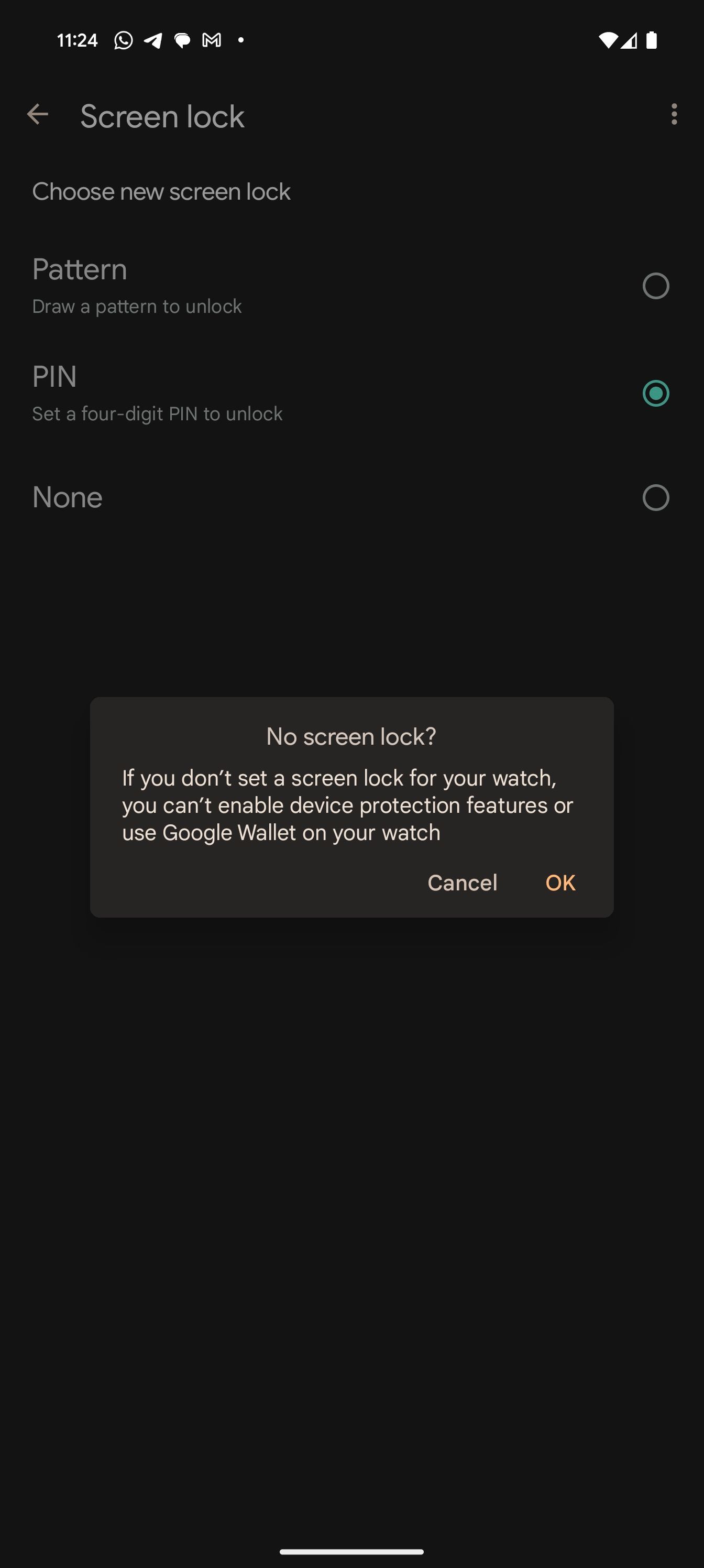 Pixel Watch – Removendo o bloqueio de tela do aplicativo Watch complementar