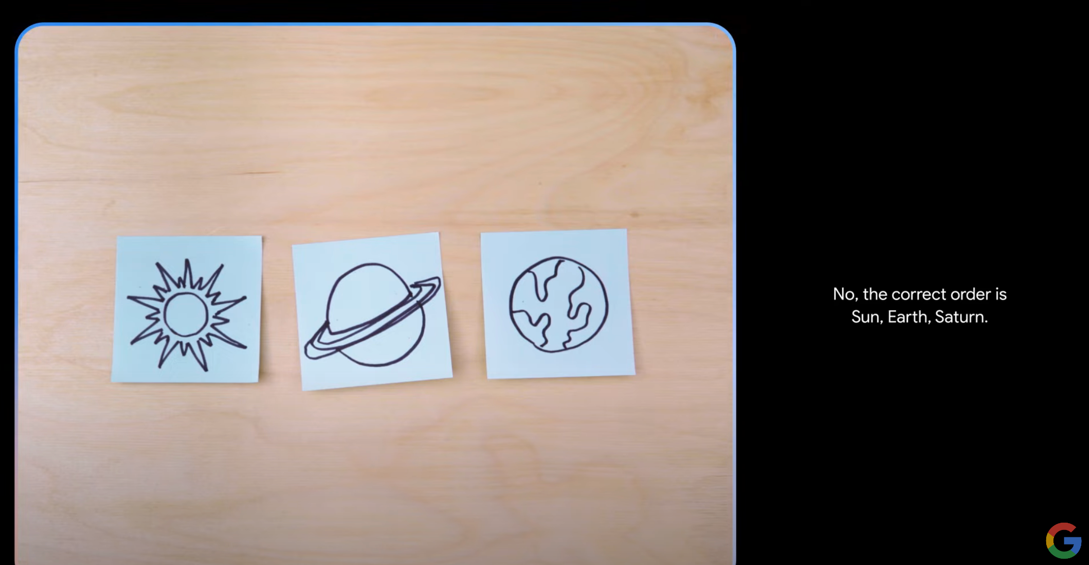 Gêmeos reconhece desenhos de planetas e corrige sua ordem.