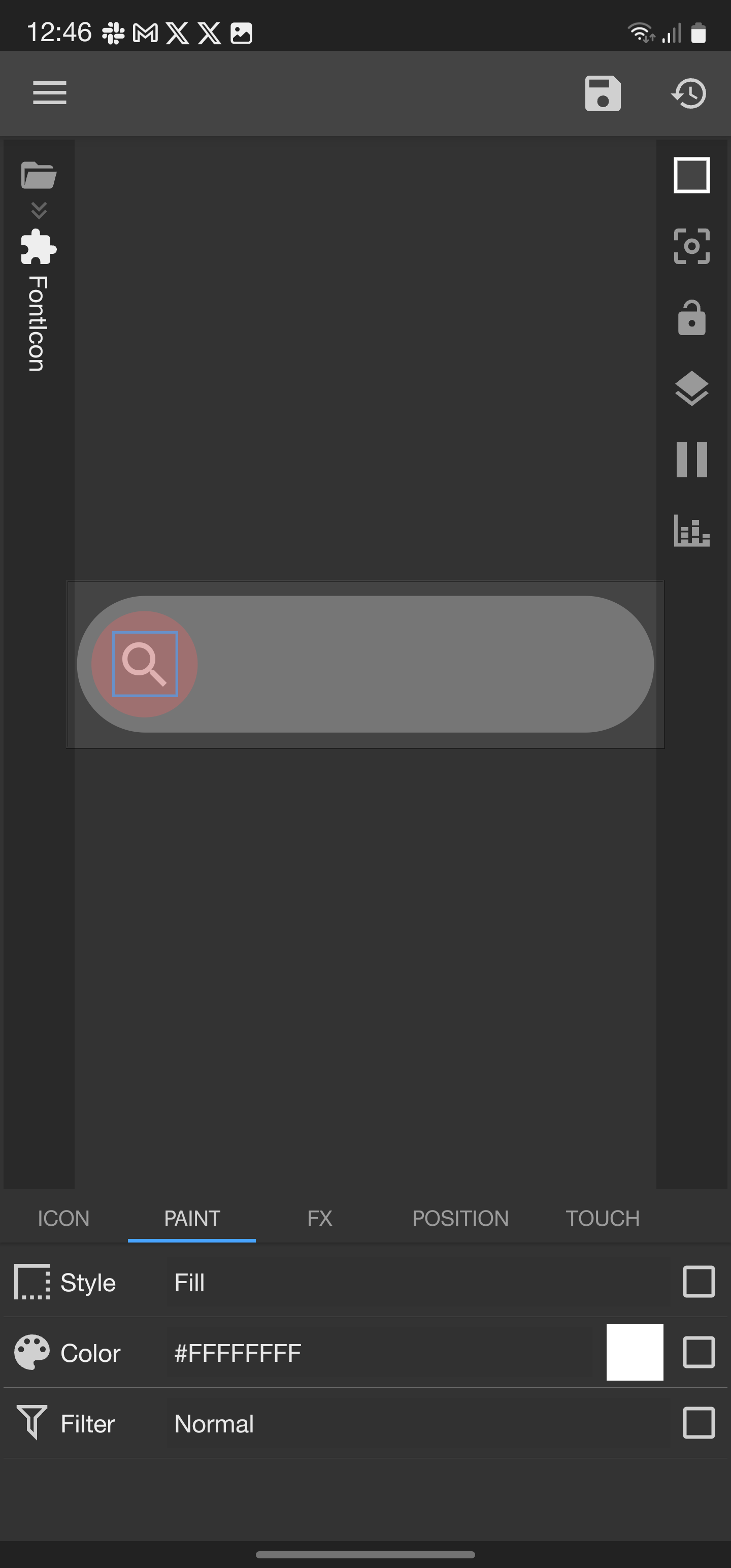 Uma captura de tela de um widget de pesquisa KWGT sendo criado