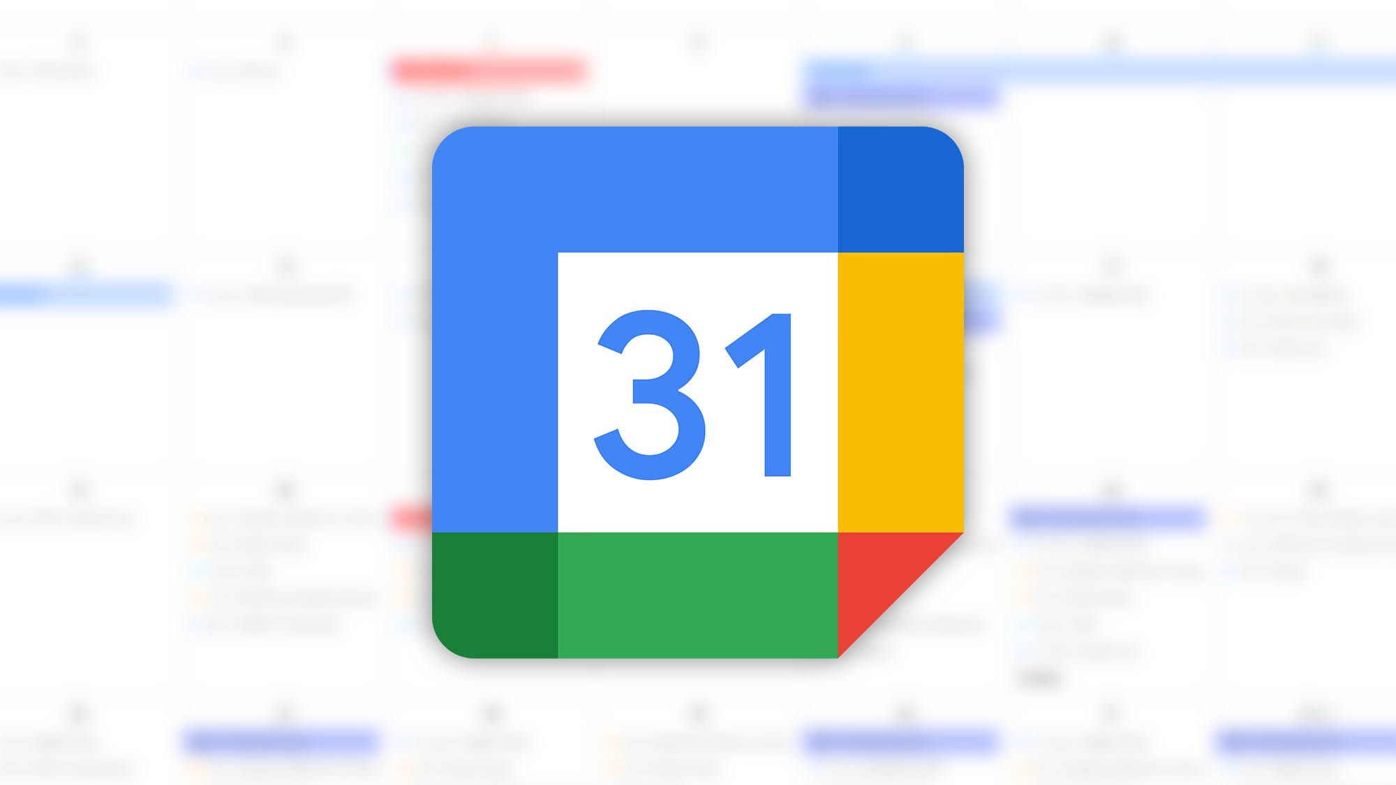 O logotipo do Google Agenda sobre uma imagem desfocada de uma agenda