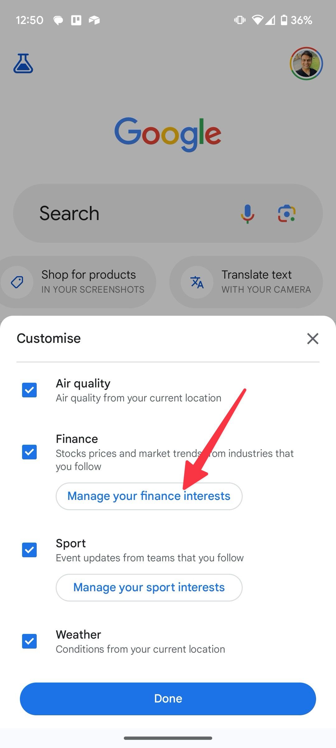 gerencie seus interesses financeiros no Google Discover