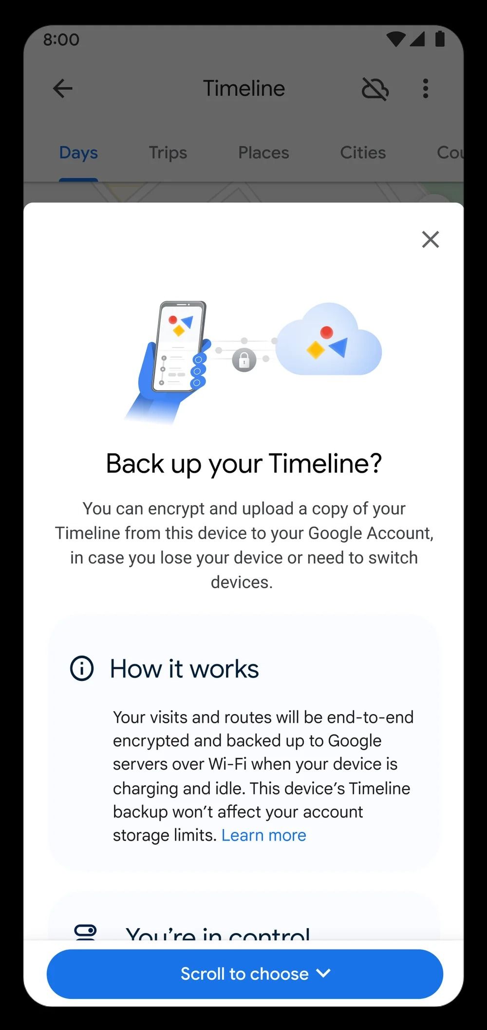 backup da linha do tempo do Google Maps