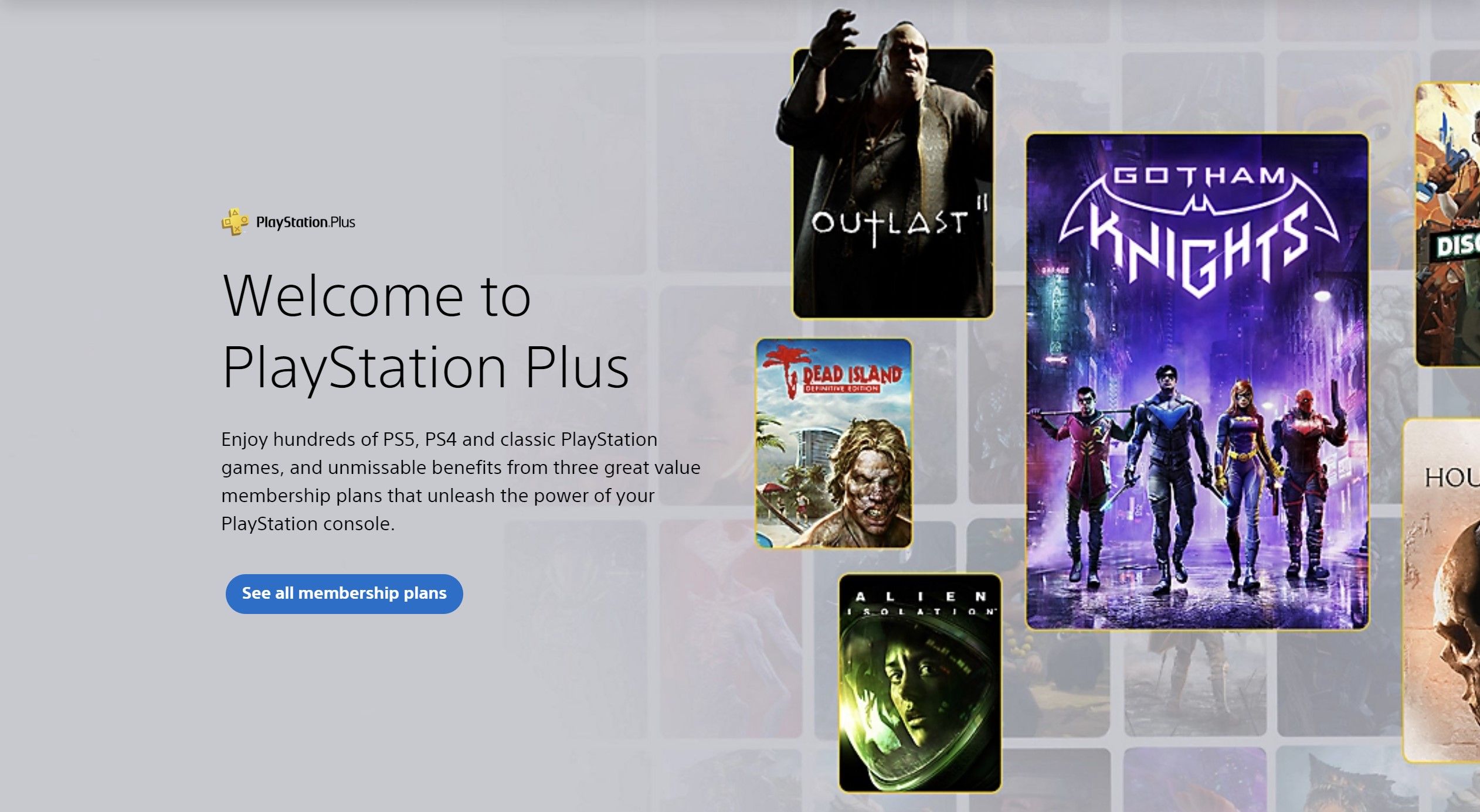 Uma imagem que representa o serviço PlayStation Plus com imagens de jogos e um parágrafo de introdução na imagem