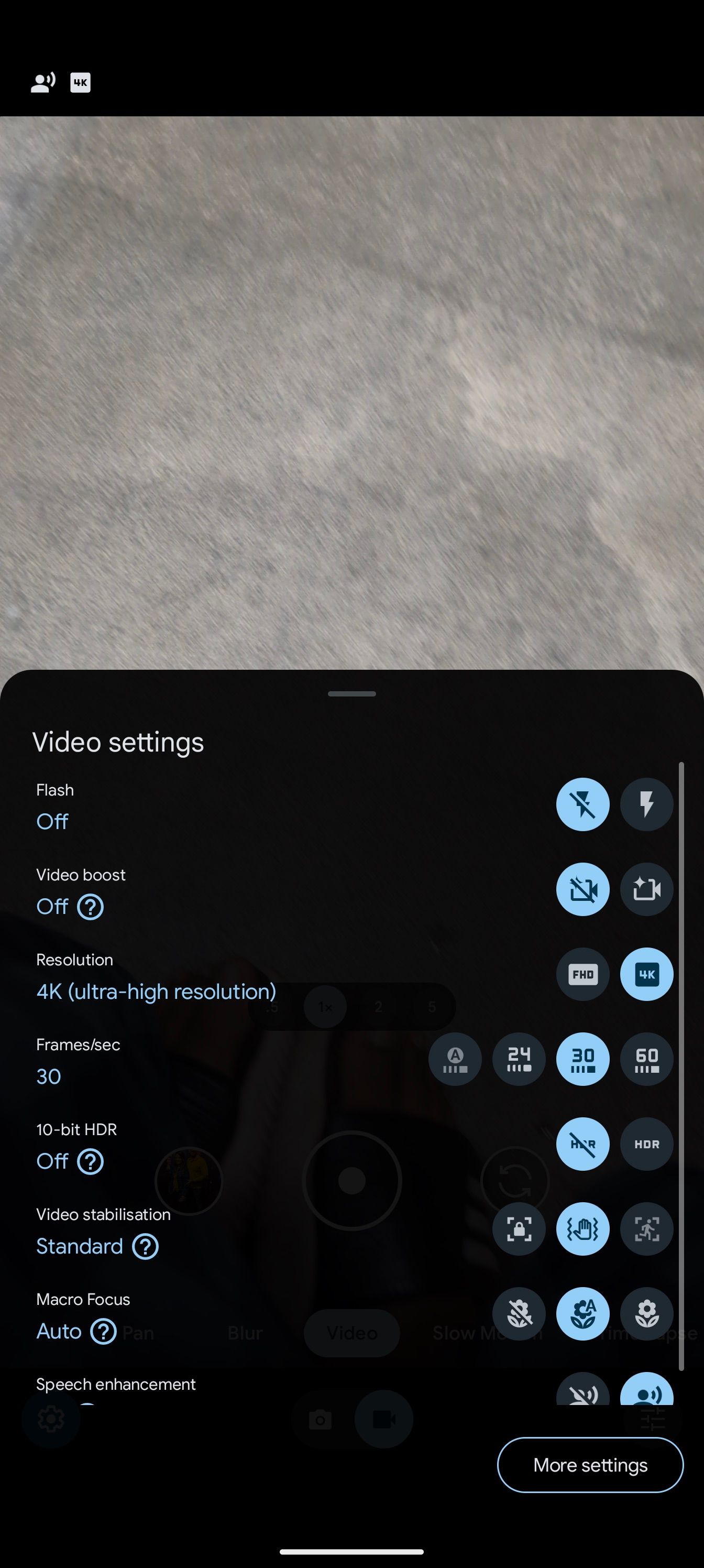 Câmera Pixel mostrando Video Boost