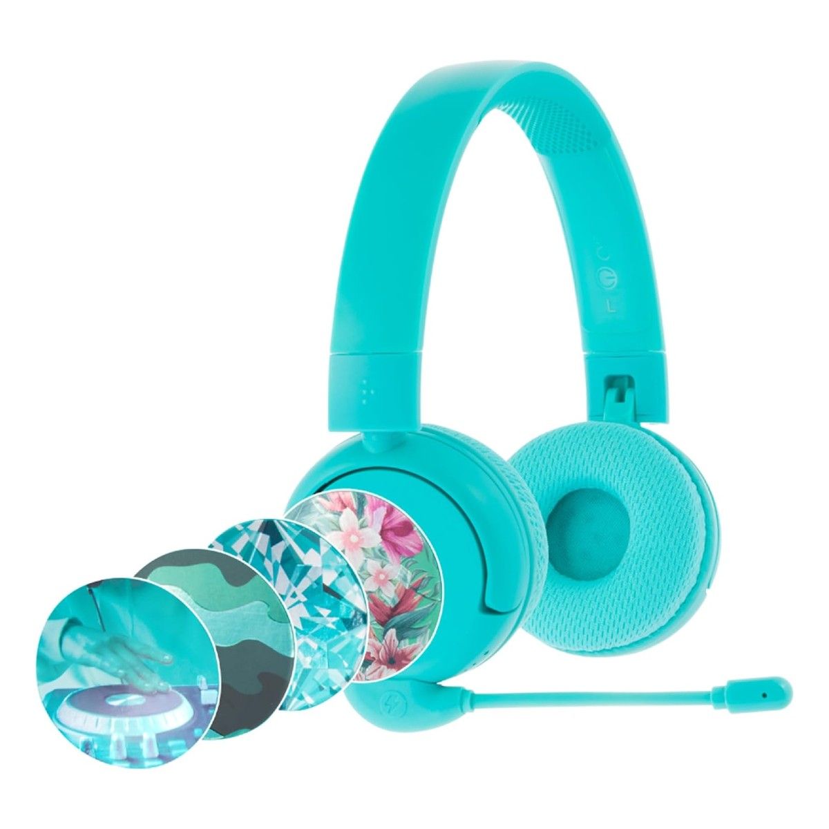 Um par de fones de ouvido Amazon Bluetooth Kids com microfone Boom