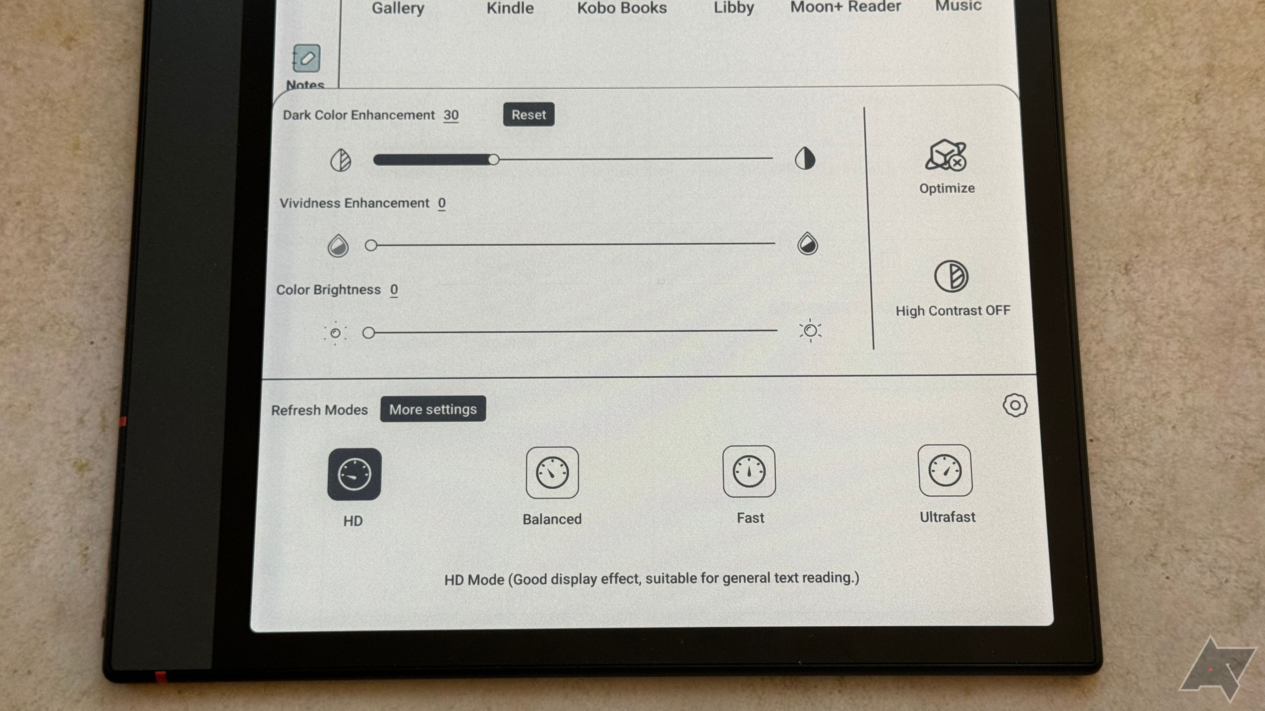 Opções de atualização de tela do Onyx Boox Note Air3 C