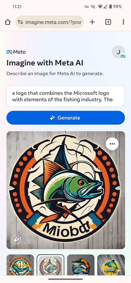logotipo gerado por IA de um peixe na imagem com a ferramenta meta AI