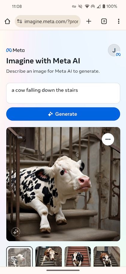 imagem de uma vaca gerada no imagine com a ferramenta meta ai