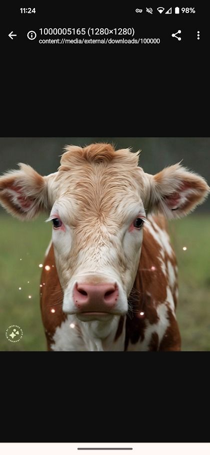 imagem de uma vaca gerada no imagine com a ferramenta meta ai mostrando marca d'água no canto