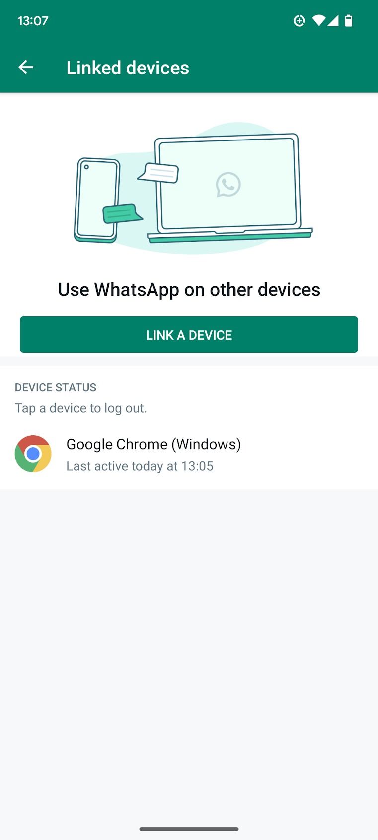 Menu inicial e configurações do WhatsApp