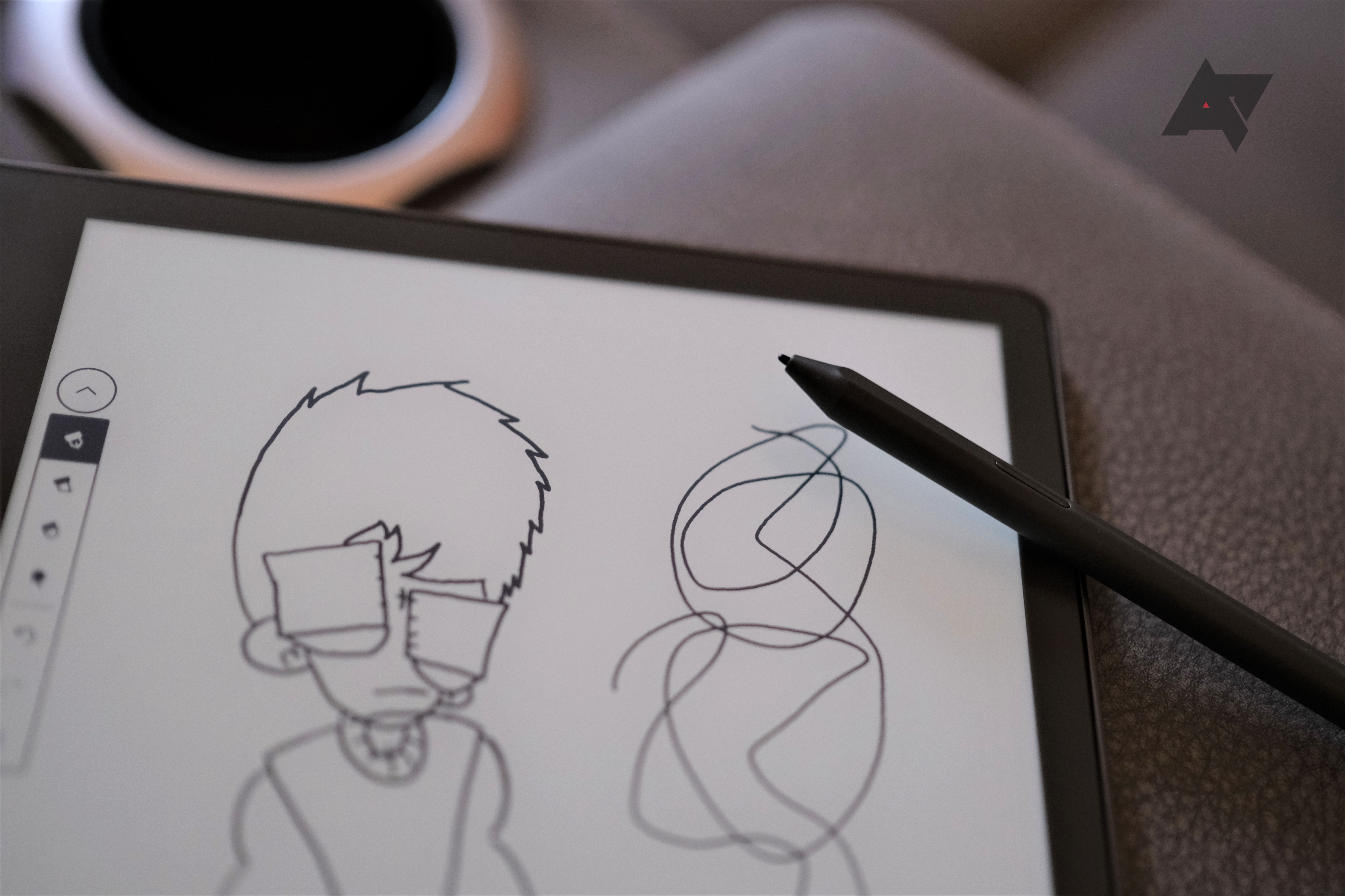 Desenho de revisão do Amazon Kindle Scribe com caneta