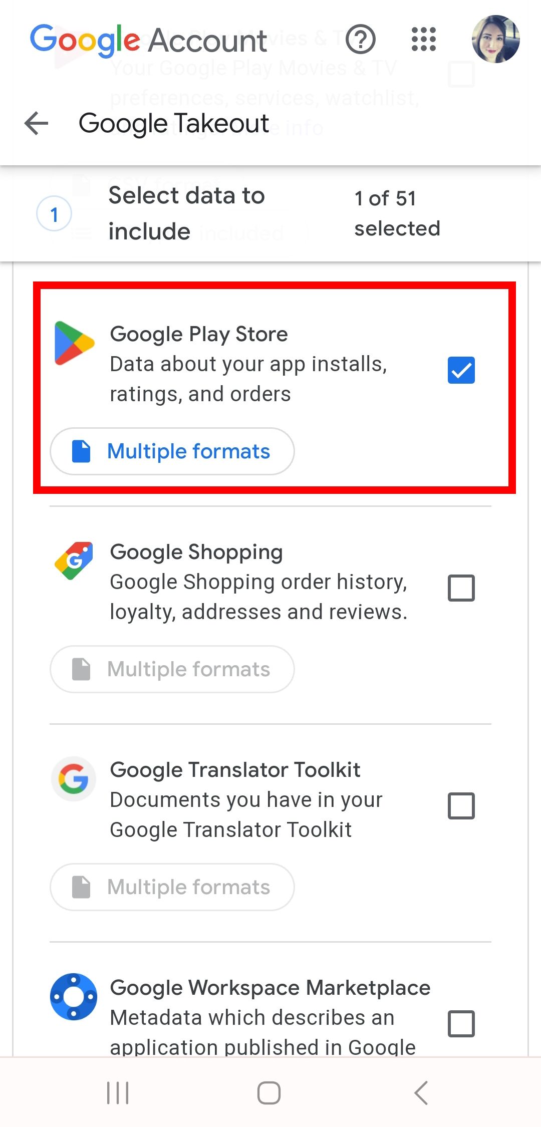 contorno de retângulo vermelho sobre a caixa selecionada da Google Play Store