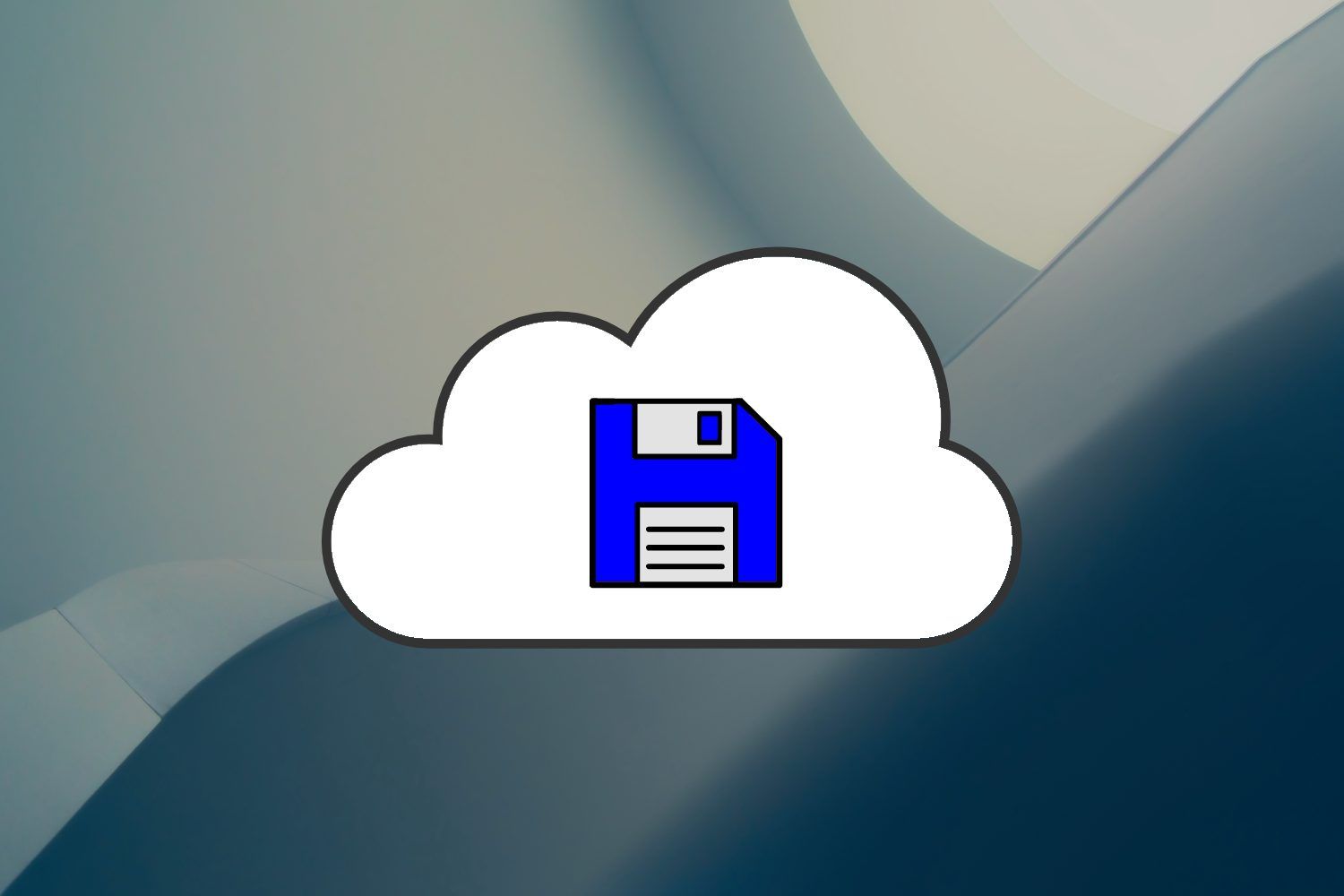 imagem de uma nuvem com um ícone de salvamento em disquete