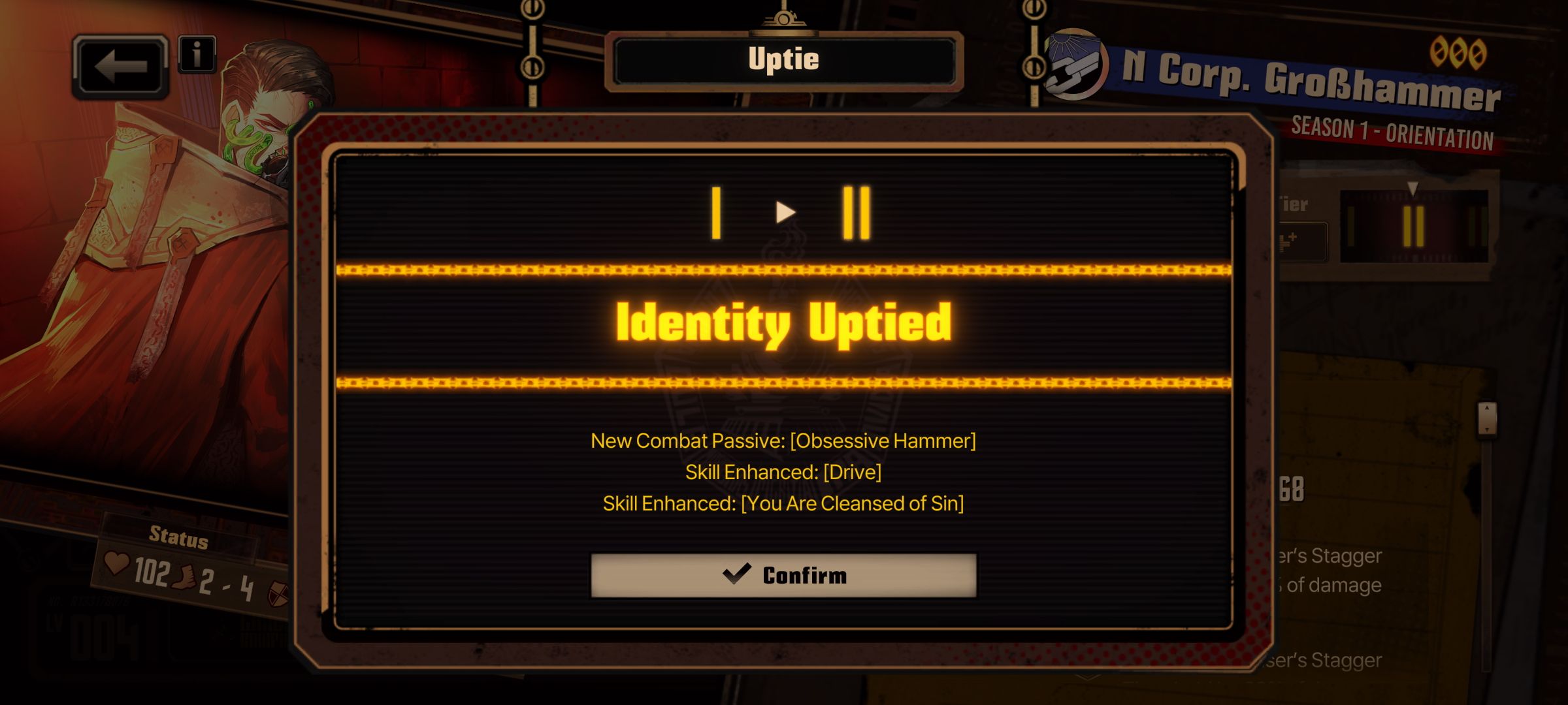 identidade atualizada para tela de confirmação de nível 2