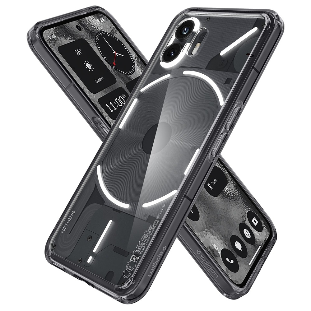Capa Spigen Ultra Hybrid para Nothing Phone 2, vistas frontal e traseira sobrepostas