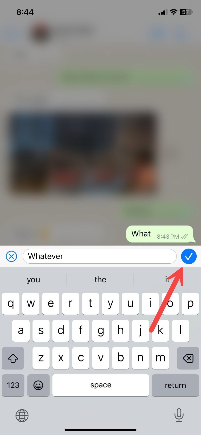 confirmar uma mensagem editada no Whatsapp