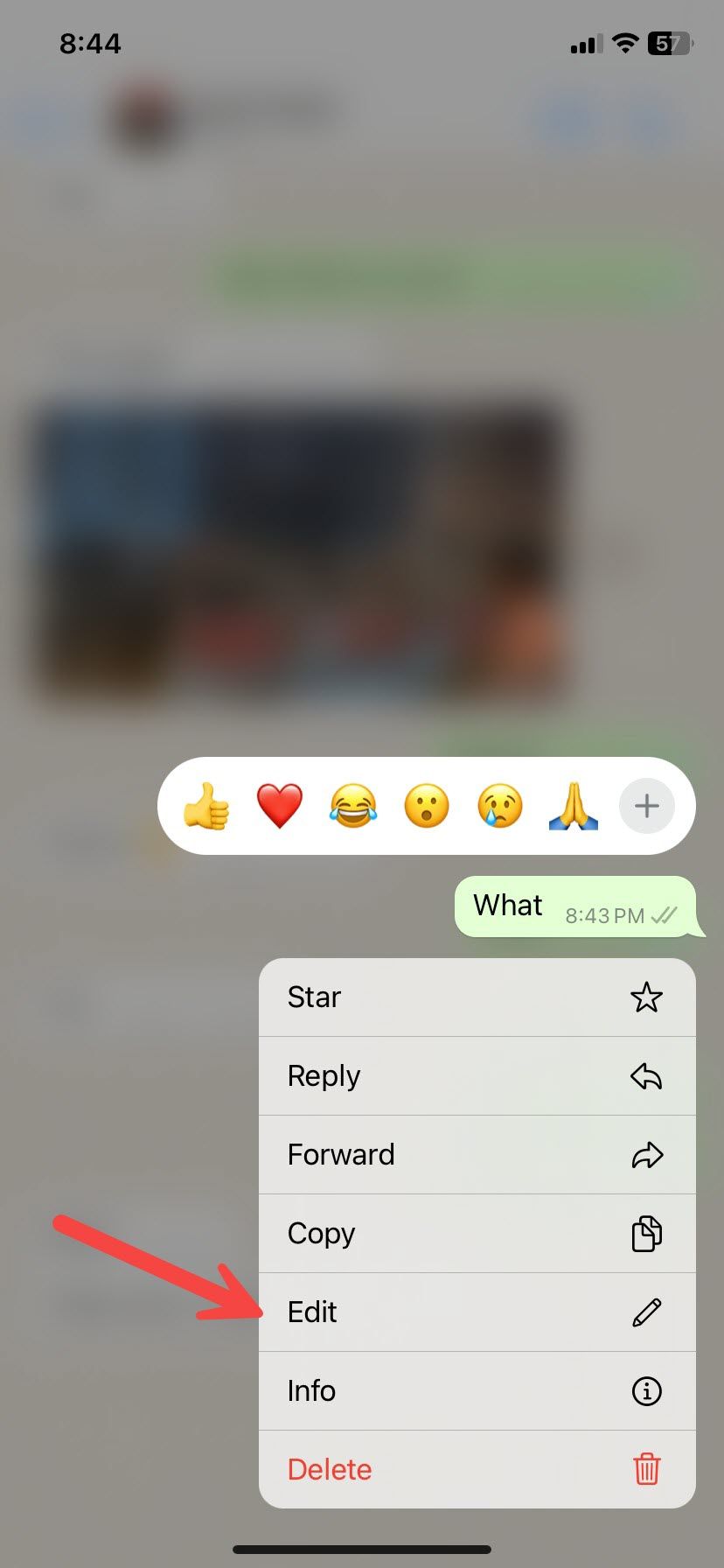 editar uma mensagem do WhatsApp