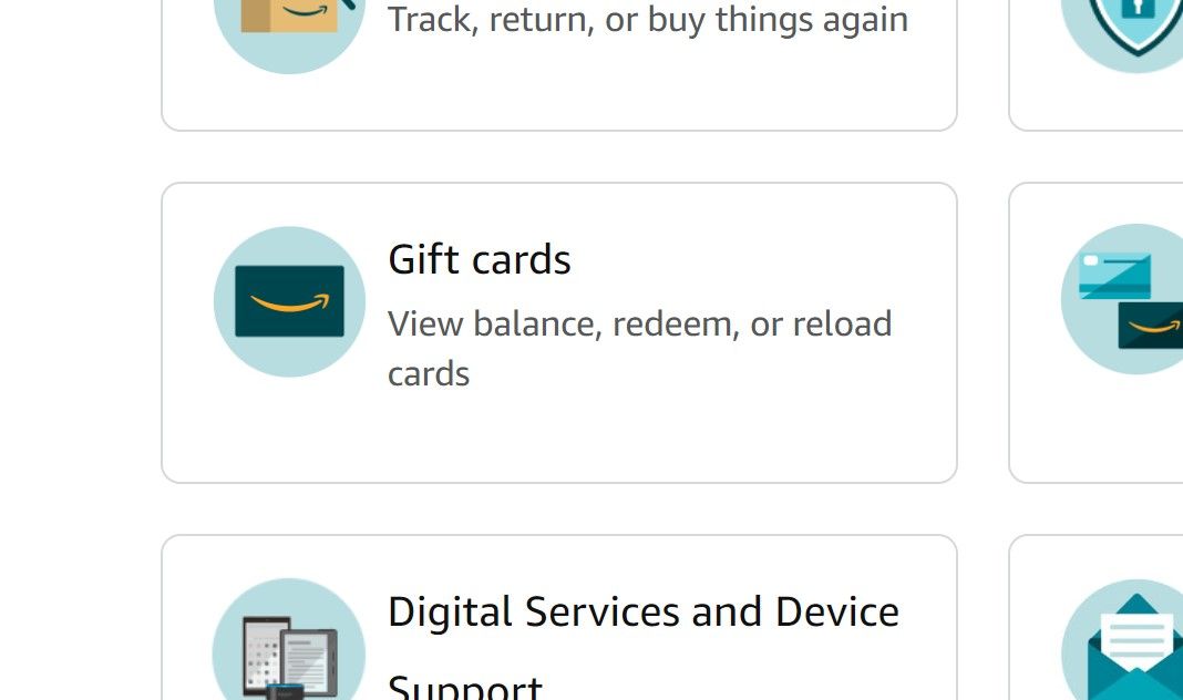 site de compras da Amazon mostrando botão de vale-presente