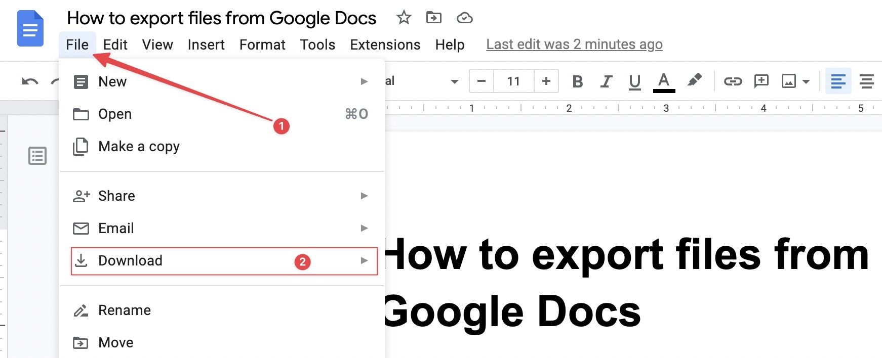 Como exportar arquivos do Google Docs no desktop