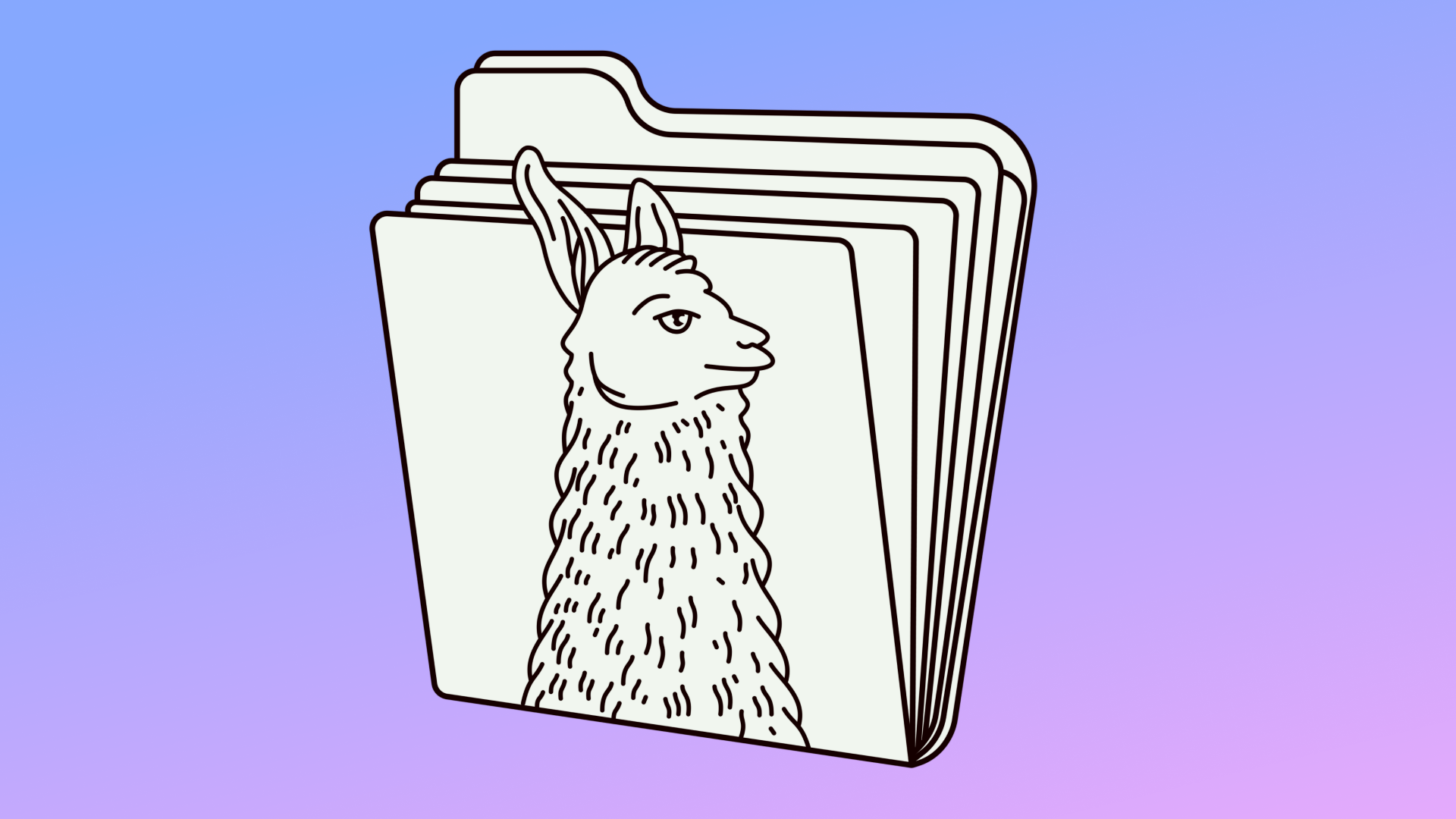 Uma lhama de desenho animado desenhada em uma pasta de arquivo para representar o Llamafile LLM da Mozilla