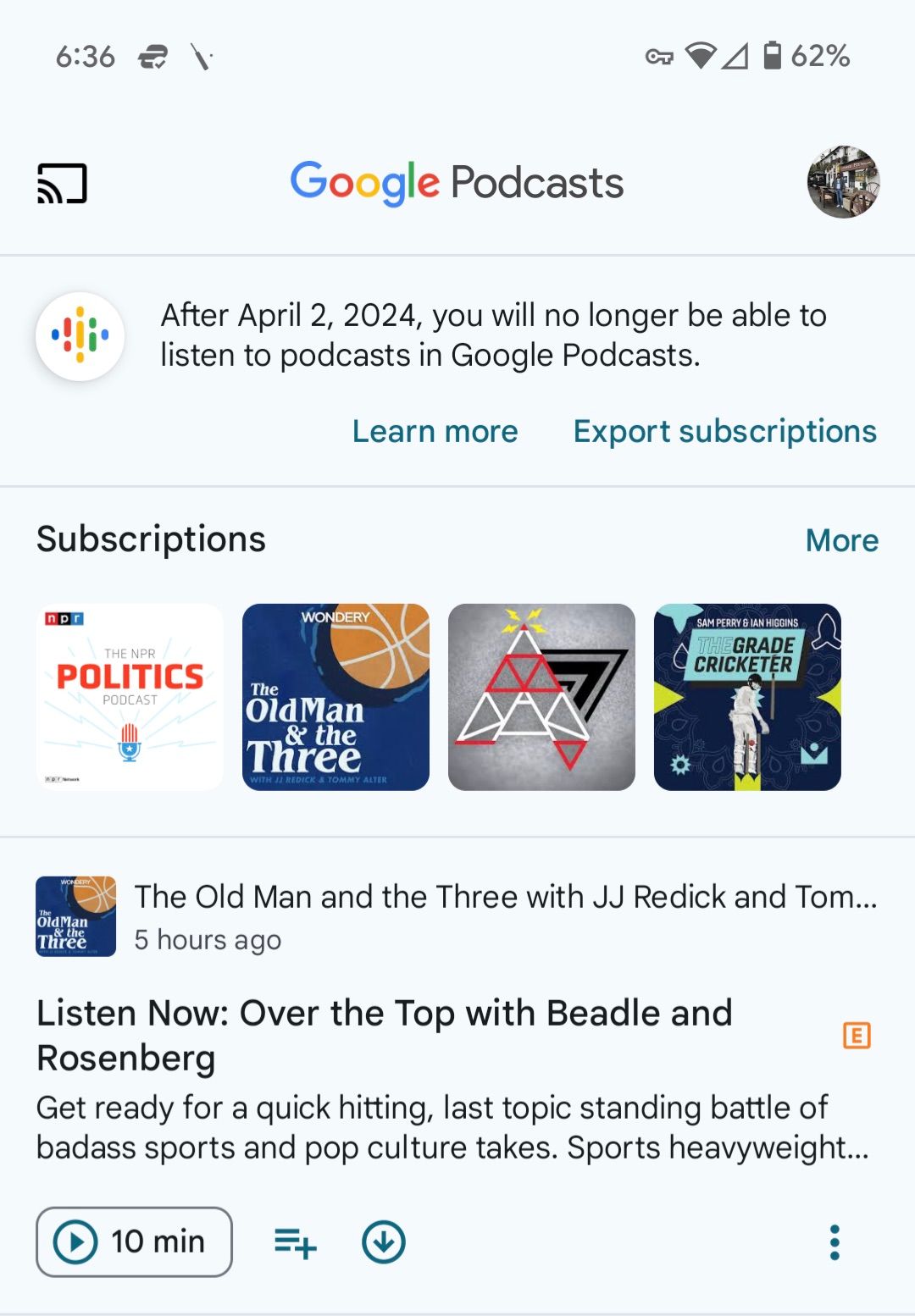 Banner do Google Podcasts