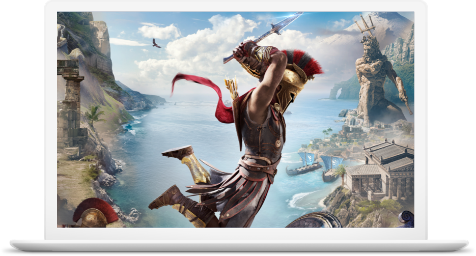 Assassin's Creed Odyssey em uma tela de computador significando o Project Stream do Google