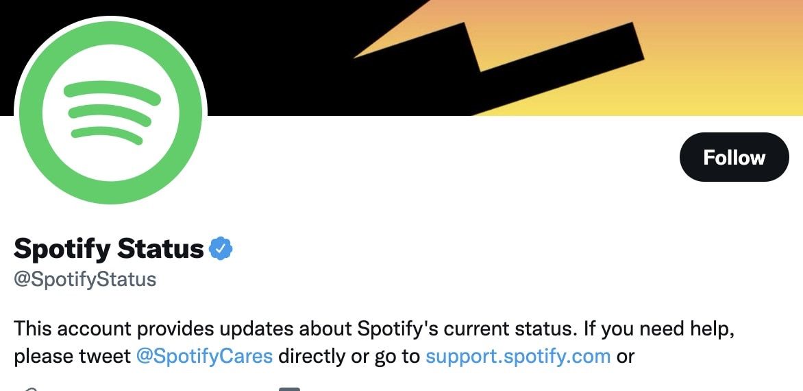 Conta do Twitter de status do Spotify