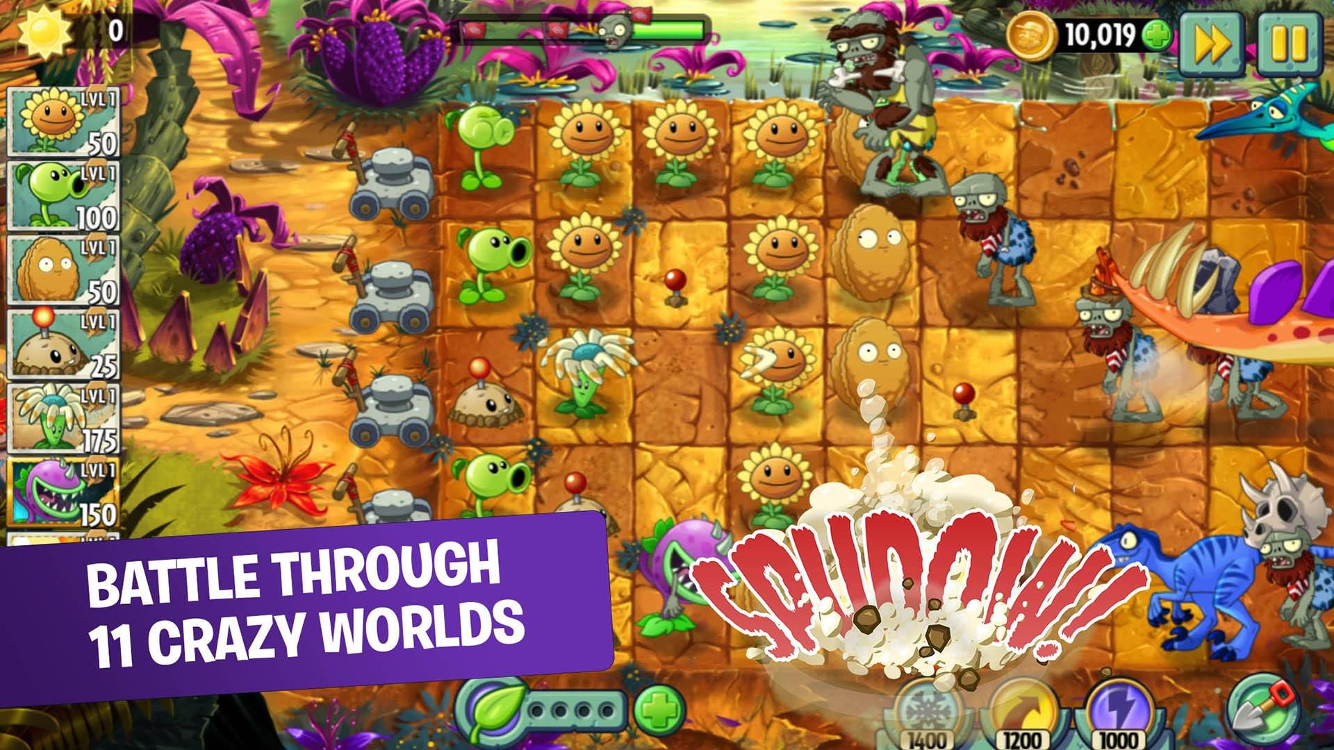 Uma captura de tela do jogo para celular Plants vs Zombies 2 mostrando um texto que diz 