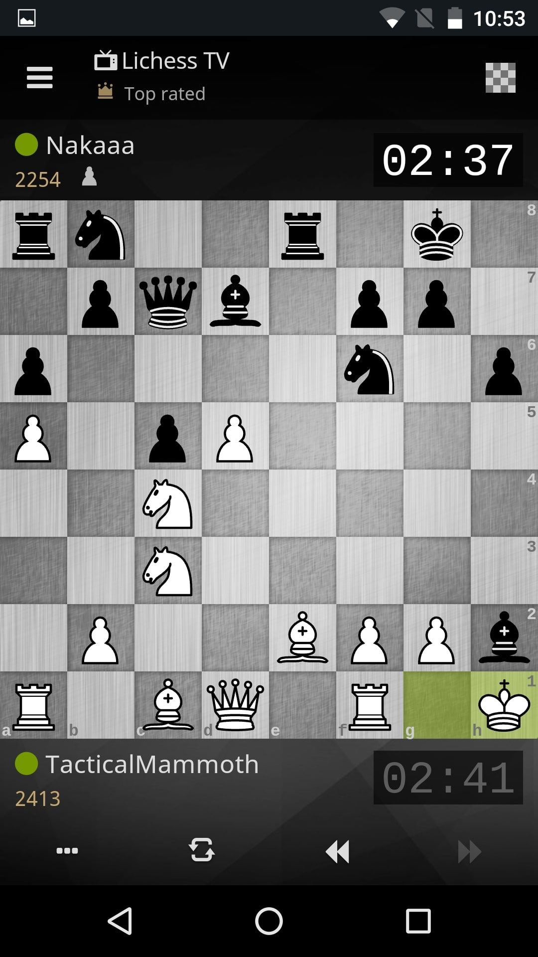 Partida de xadrez em Lichess em preto e branco
