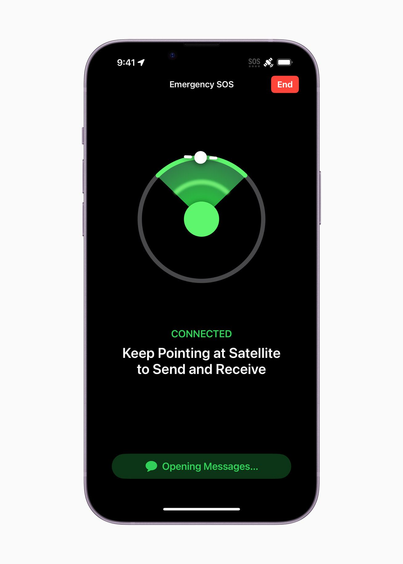 Siga as instruções na tela do seu iPhone para conectar-se a um satélite
