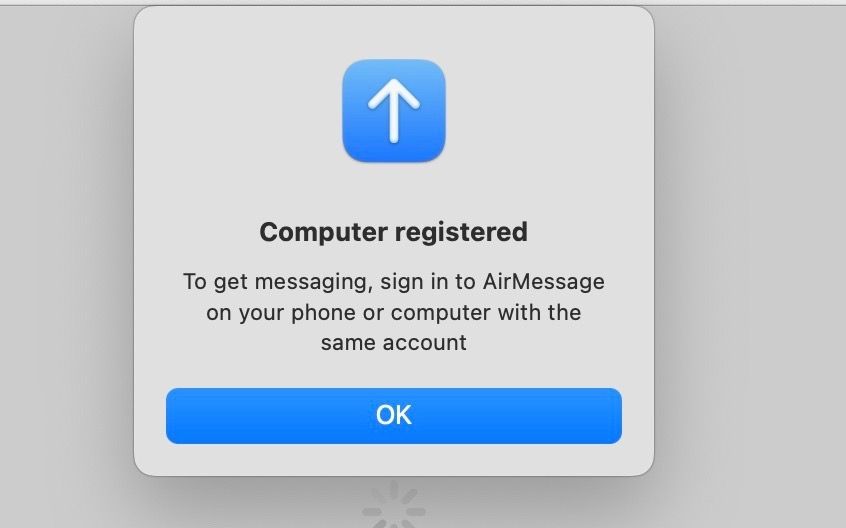 computador registrado no AirMessage
