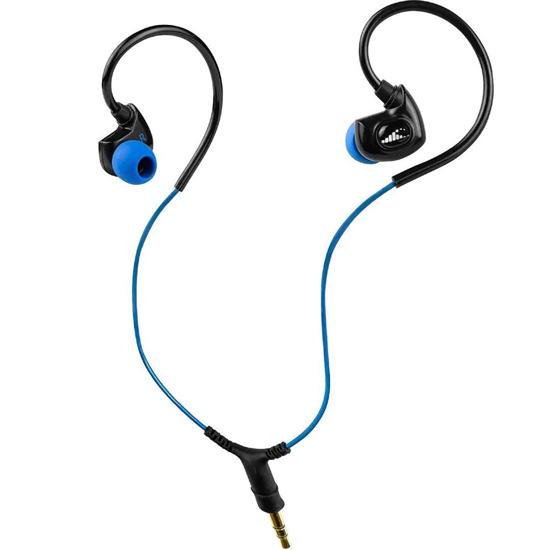 Fones de ouvido à prova d'água H2O Audio Surge SX10-2 fones de ouvido em um fundo branco