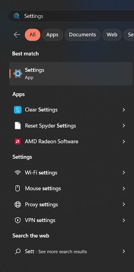 Captura de tela do menu Iniciar do Windows com a opção ‘Configurações’ claramente selecionada, mostrando a navegação do usuário até as configurações do sistema.