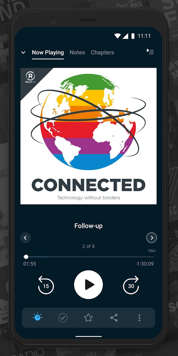 aplicativo pocketcase mostrando podcast conectado