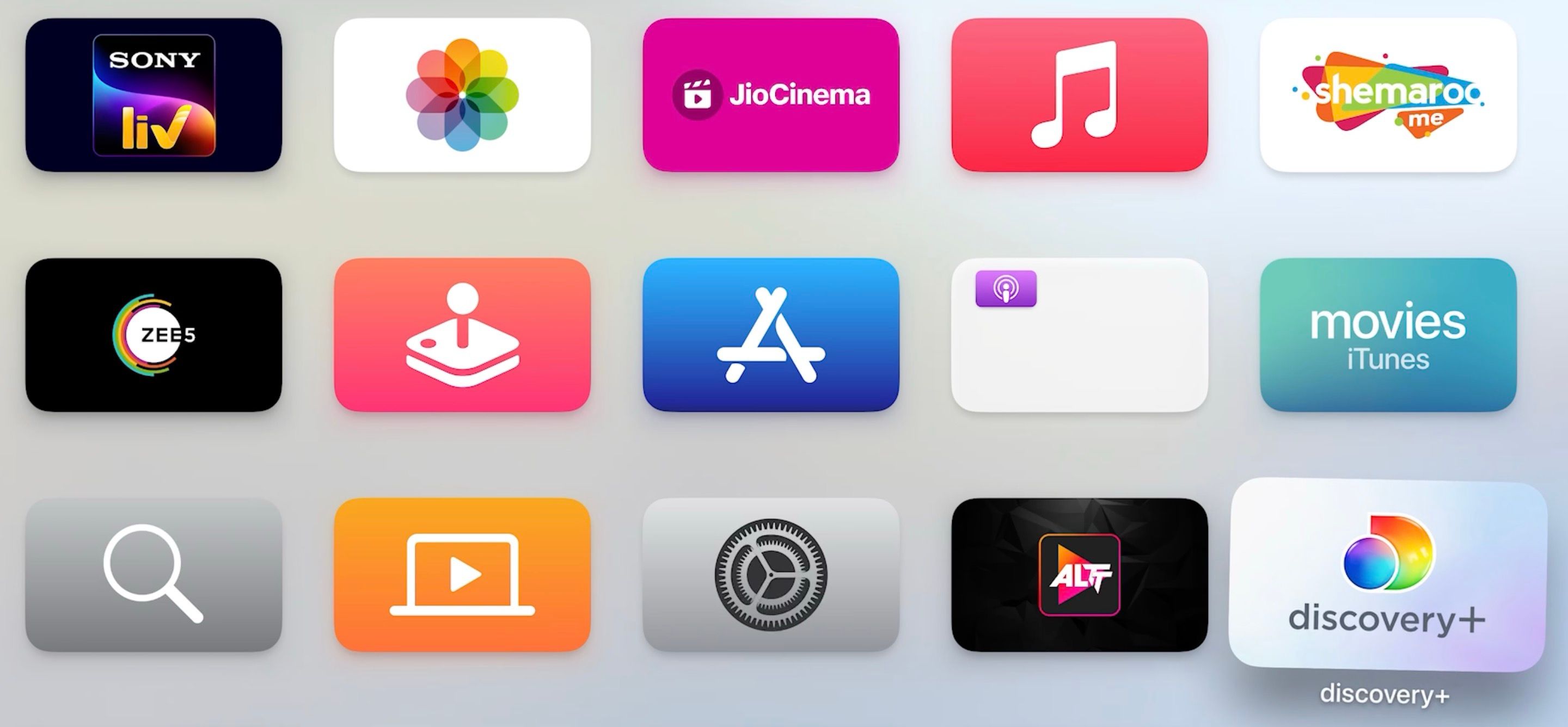 Imagem mostrando o app selecionado na tela inicial da Apple TV
