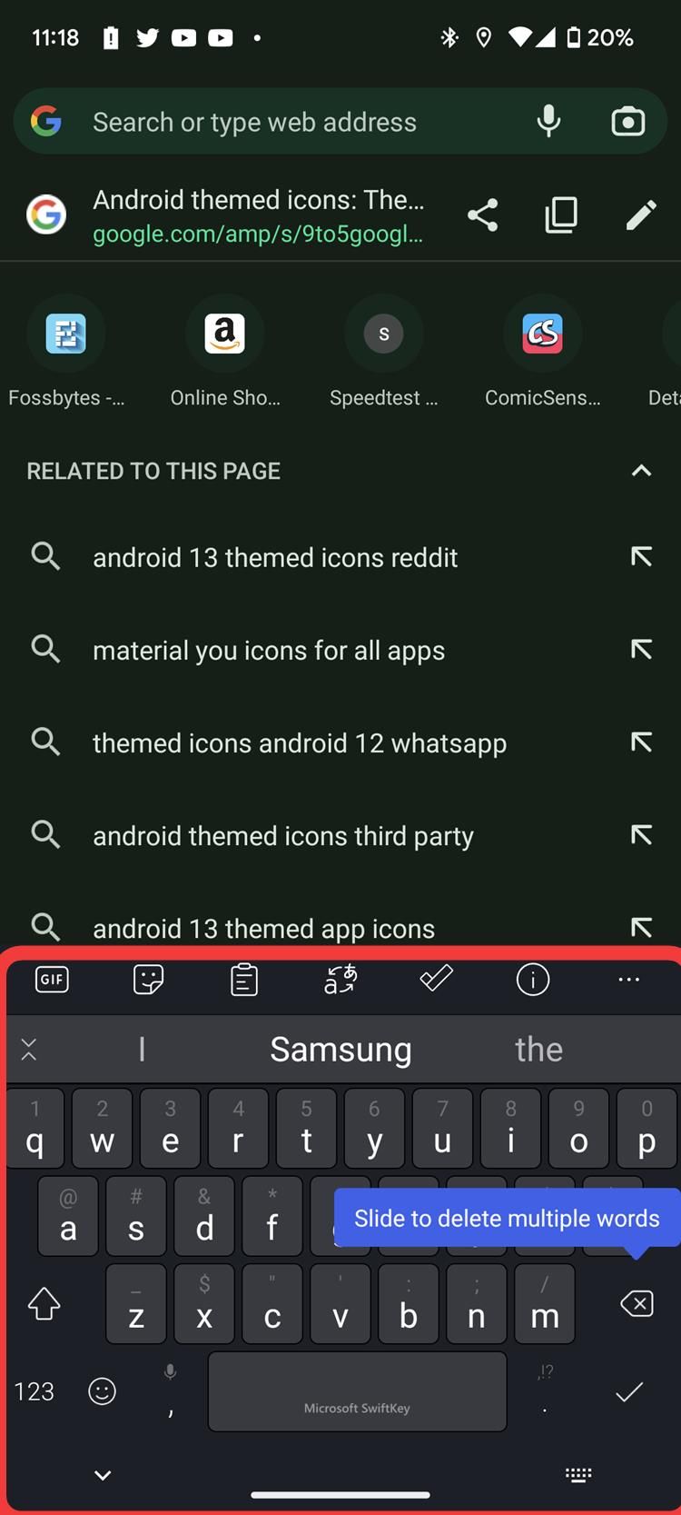 tecla rápida no Android