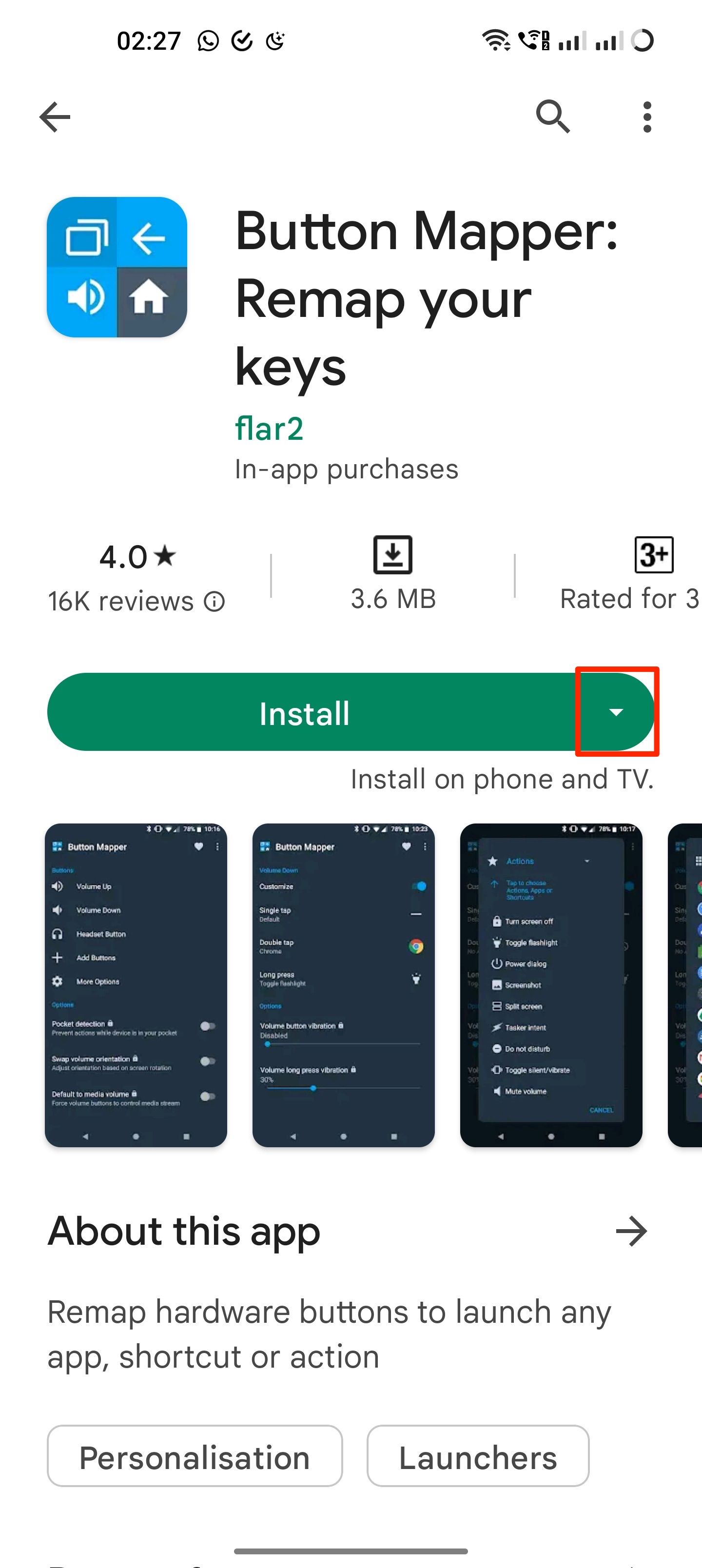 Página do aplicativo Play Store para instalação do aplicativo no Google TV