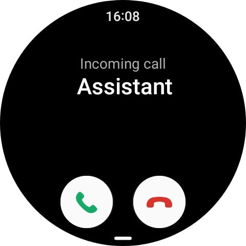 Captura de tela da tela de chamada do Samsung Galaxy Watch6 mostrando uma chamada recebida