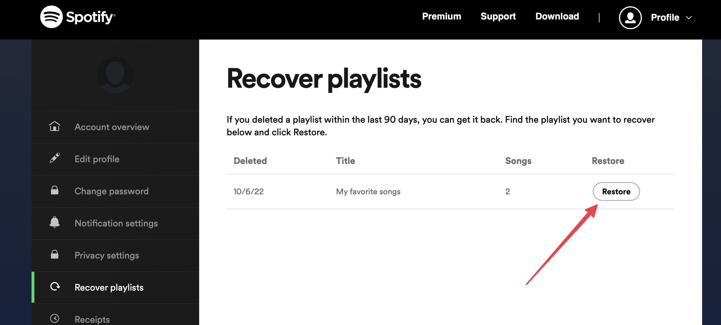 recuperar listas de reprodução excluídas do Spotify